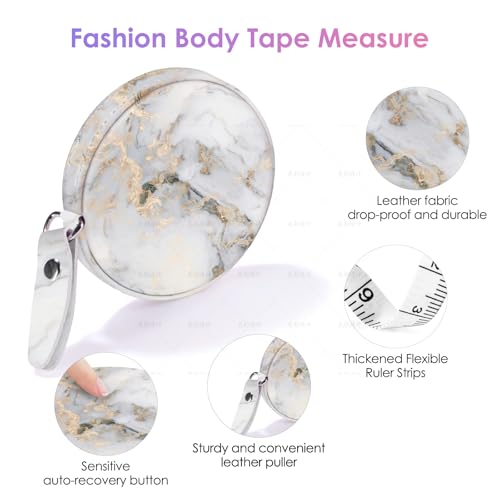 Sewing Tape Measure，Colour Printed Small Retractable Soft Measuring Tape for Tailor Cloth Fabric Body Measurements. - color: Gray Marble