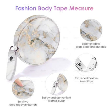 Sewing Tape Measure，Colour Printed Small Retractable Soft Measuring Tape for Tailor Cloth Fabric Body Measurements. - color: Gray Marble