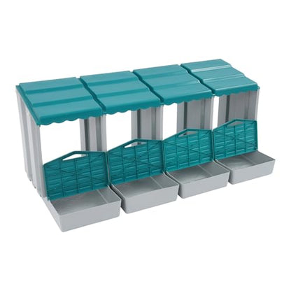 Chicken Nesting Box, 4 Compartment Hen Laying Boxes with Egg Collection, Wall Mountable Roll Away Nest, Heavy Duty Chicken Coop Laying Box for Home, Outdoor, Farm, Backyard (Green+Grey) - color: Green+Grey