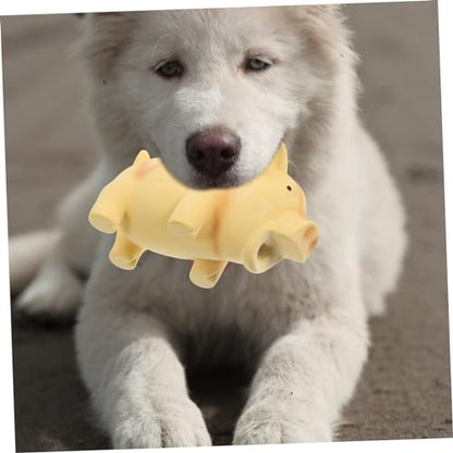 ibasenice Dog Chew Toy Cartoon Pig Molar Toy for Indoor Play Biting Resistant Squeaky Easy to Clean for Dogs