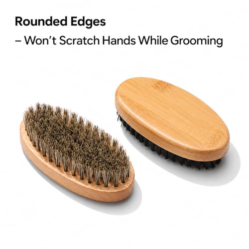Goat Brushes for Grooming 2 Pack, Wooden Livestock Brush Set for Goats, Sheep, Calves, Horses, Dogs and Pigs, Soft Boar Bristle and Firm Nylon Body Brushes for Shedding, Face and Leg Care