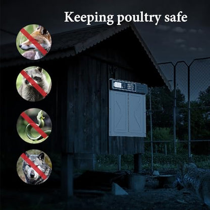NEONMAN Multi-Mode Chicken Flap, Automatic Chicken Coop Door Solar Powered Automatic Chichken Flap LCD Display Anti-Pinch Safety Suitable for Poultry