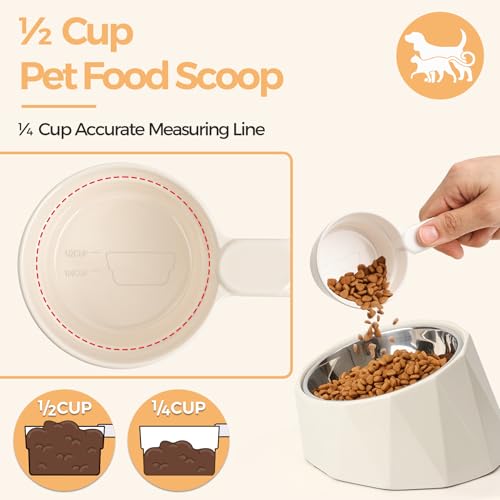 ComSaf Dog Food Scoop 1/2 Cup - MSBC Melamine Pet Food Scoop Measuring Cup for Dog Cat Ferret Rabbit Bird Food, Half Cup Scoop Food-Grade Pet Feed Scoops with Handle, Dishwasher Safe, White - color: White, size: 1/2 Cup