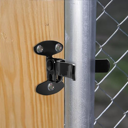 1-3/8" Wall Mount Fork Gate Latch with Padlock Hole & Hardware, Galvanized Steel， for Chain Link Fence Gate, Wood Post and Outdoor Farm Gate (Black) - color: Black