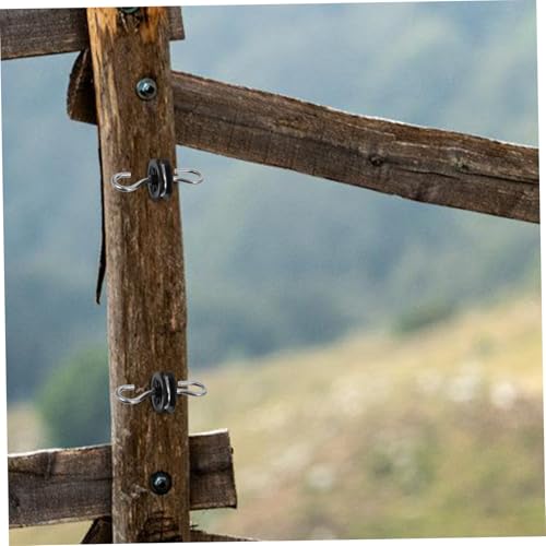 Happyyami 4pcs Electric Fence Gate Handle with Insulator Durable and Weather-Resistant Conductive Spring Hooks for Cattle Farm and Garden Fencing Installation