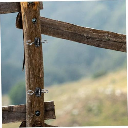 Happyyami 4pcs Electric Fence Gate Handle with Insulator Durable and Weather-Resistant Conductive Spring Hooks for Cattle Farm and Garden Fencing Installation