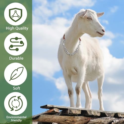Misdary 4 Pcs Goat Show Collars, Adjustable 14"-24" Iron Chain Halter for Sheep, Horses, Dogs, Cows & Calves, Farm Animal Supplies Accessories Animal Lovers Gift (14'',Brown) - color: Brown