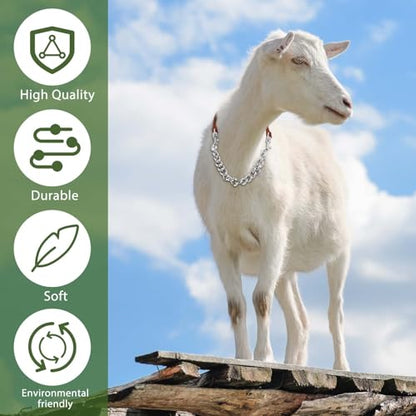 Misdary 4 Pcs Goat Show Collars, Adjustable 14"-24" Iron Chain Halter for Sheep, Horses, Dogs, Cows & Calves, Farm Animal Supplies Accessories Animal Lovers Gift (14'',Brown) - color: Brown