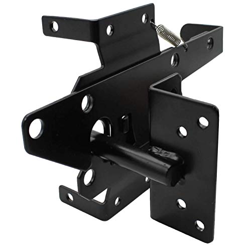 Self-Closing Vinyl Fence Gate Hardware Kit - Black, Single Gate, Includes 2 Hinges, 1 Lockable Latch with Screws (Lockable Both Sides), Case of 6 - size: Self Close Black Kit - Case - 6 Count