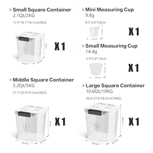 Rice Container - Flour Rice Dispenser 20lbs/10kg/10.6qt Food Grain Cereal Bins Pet Food Storage Laundry Pods Container for Household Pantry Organization (20lbs) - color: 10KG
