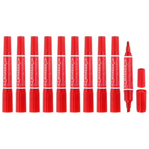 MECCANIXITY 10 Pcs Art Marker Pen Double-Ended Colored Pen Dual Sketch Marker for Drawing Sketching Writing Journaling, Red - color: Red