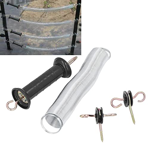 Electric Fence Gate Kit, PP Iron 5m Spring Gate Handle Set Galvanized Stretching Insulated Nails for Livestock Enclosure