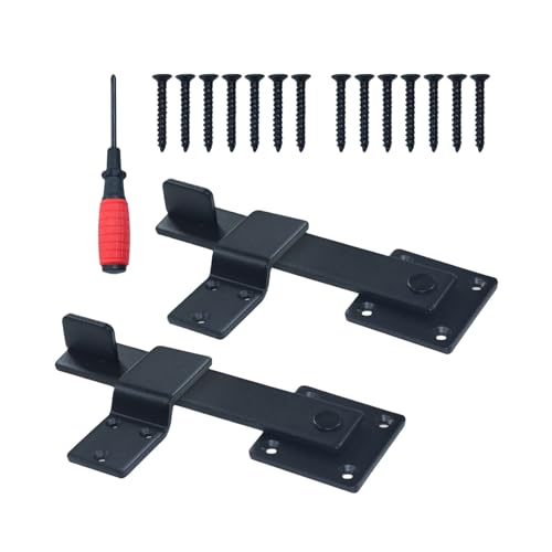 [Upgraded] 2 Pack Heavy Duty Flip Fence Gate Latch Lock Set | with Screwdriver for Wooden Fence Sliding Door Farm Garden Yard Orchard Ranch Carports Barn Door Lock - color: A08 2 Pack Heavy Duty Flip Fence Gate Latch Lock
