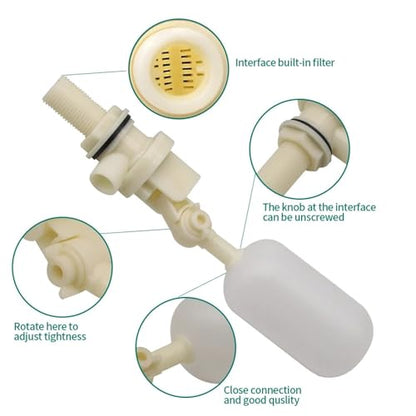 Float Valve 3pcs Farm Cattle Sheep Dog 1/2" Automatic Waterer Bowl Float Valve Plastic Fish Tank Aquarium Water Humidifier Valve Livestock Tool For Pool Fountain Aquarium
