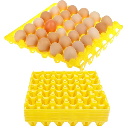 EATAKWARD 8 PCS Plastic Egg Trays Egg Crates 30-Egg Flats for Home Chicken Farmers, Stackable Egg Cartons Hold Multiple Eggs, Great for Storing, Sorting, and Shipping Eggs