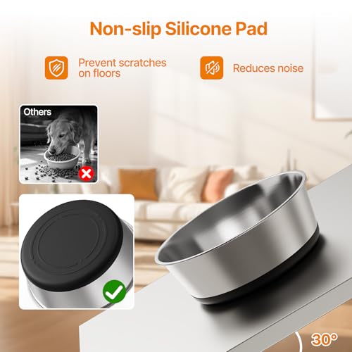 Food Grade 304 Stainless Steel Dog Bowls with Non-Slip Rubber Bottom,Food and Water Bowl for Feeding Dogs and Cats, Dishwasher Safe, Rust Resistant, BPA Free(Set of 2) (Black, 8 Cup) - color: Black, size: 8 Cup