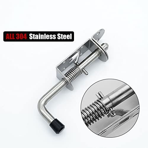 JQK Spring Loaded Latch Pin, 304 Stainless Steel Barrel Bolt Thickened 2mm Door Lock, 5 Inch Brushed Finished(4 Pack), HSB300-P4 - color: Brushed, size: 5Inch - 4Pack