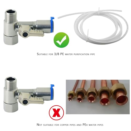 3/8" x 3/8" x 3/8" Tee Stop Valve, Stainless Steel RO Water Adapter | 1-Piece stainless tee valve for RO filters, coffee, ice makers & fridge water splitters. Durable, leak-proof connection. - style: 3/8*3/8*3/8Three-Way Ball Valve