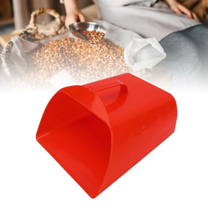 Jeanoko Large Feed Scoop, Large Plastic Enclosed Design with Side Handle, Enclosed Feed Scoop, for Sand Ice Cereals Livestock, Red