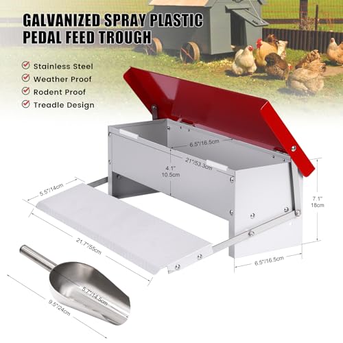 Automatic Waterer Bowl Large Horse Waterer with 15lbs 15lb Automatic Chicken Feeder Rat Proof Treadle Poultry Feeder