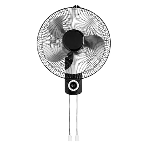 Winado 16 inch Oscillating Wall Mount Fan, Quiet 3-Speed Indoor Fan with 60° Adjustable Tilt, Pull-Chain Easy to Control, Space-Saving Cooling for Home, Office, Greenhouse