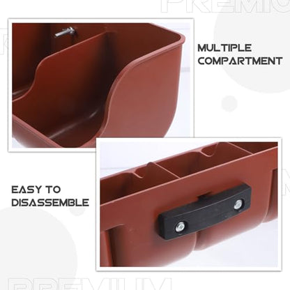 SEWACC Plastic Pig Feeder, 4-Compartment Pig Feeding Trough for Farm Livestock, Sturdy Polypropylene Piglet Manger for Grain and Water, 18 Inch Feeding Groove