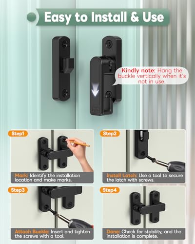 Adjustable Barn Door Locks, 90/180 Degree Sliding Door Latch, Protect Home Security Gate Latch for Bedroom, Barn, Cabinet, Garden, Fence (Black-1 Pc) - color: Black-1 Pc