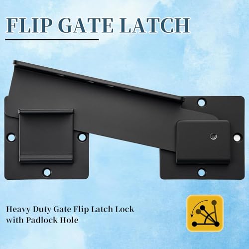 9-Inch Heavy Duty Flip Gate Latch with 4 Padlock Holes 4mm Thick Carbon Steel Adjustable Door Latch for Sliding/Swing Gates, Barn, Shed, Garage, Yard, Fence (2pcs 9 inch（Included Lock）) - size: 2pcs 9 inch（Included Lock）