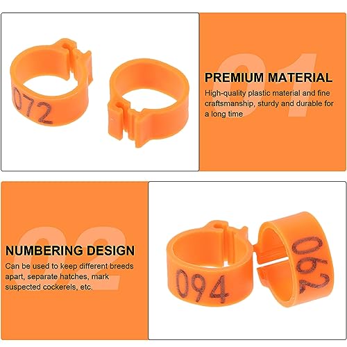 Happyyami Snap Pigeon Bands Bird Identification Rings Lightweight Leg Bands for Poultry Easy to Apply - color: Orange