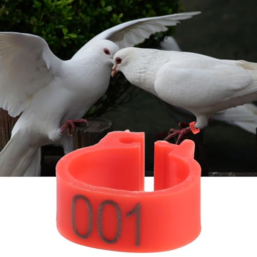 100PCS 8MM 001-100 Numbered Plastic Letter Pigeon Bird Leg Bands Rings, Bird Chicks Parrot Clip Rings Band (Red) - color: Red