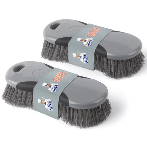 MR.SIGA Multi-Purpose Heavy Duty Scrub Brush - Pack of 2 - color: Gray & Black