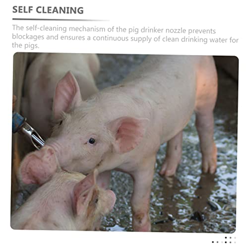 ORFOFE 5pcs Stainless Steel Pig Water Feeder Nozzles Durable Drinker Nozzle for Livestock Anti-Splash Design for Efficient Water Usage Animal Husbandry