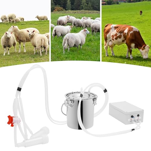 3L Electric Pulsation Milking Machine, Portable Vacuum Pump Milker with Adjustable Pressure Milk Bucket & Tube Cleaning Brushes, Farm Milking Equipment for Cows Goats (3L) - size: 3L