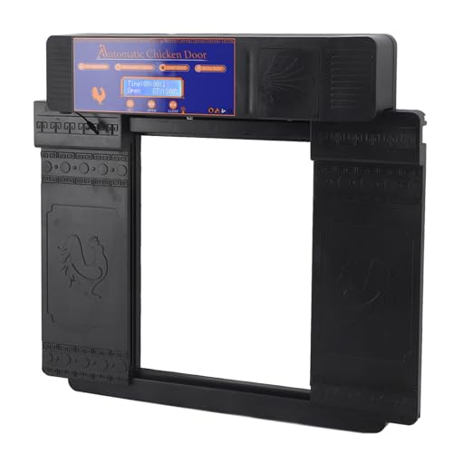 TOPINCN Automatic Chicken Coop Door Solar Powered, Double Open Type Auto Chicken Door Opener with Timer & Light Sensor for Duck Poultry Goose Farm, with Remote Control (Black) - color: Black