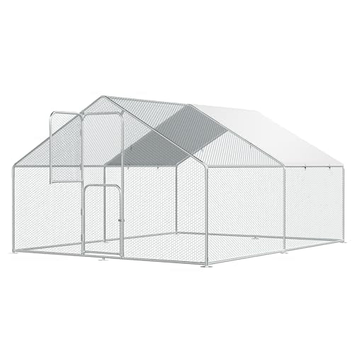 Large Chicken Coop for 20 Chickens,Walk-in Chicken Run for Yard with Cover,Chicken Pens Outdoor Metal Portable Chicken Tractor Cage Enclosure Crate Outside for Small Animals Bird Duck Rabbit Hen - size: 144.0"L x 120.0"W x 72.0"H