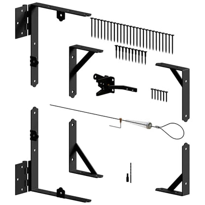 Anti Sag Gate Frame Kit, Heavy Duty Gate Corner Brace Brackets, Gate Hardware Kit with Self-Locking Gate Latch for Outdoor Wooden Fences, Driveway Gates, Shed Doors, Corral, Black, 1 Set