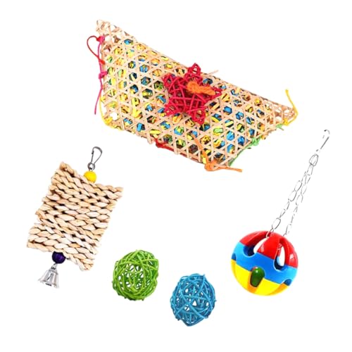 Beaupretty 5PCS Chicken Treat Ball Kit Hanging Bird Set for Parrots and Chickens with Feeder Ball Chewing and Weaving for Pet Entertainment and Foraging Random Color