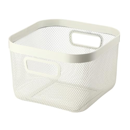 AJIODA Metal Mesh Steel Baskets, Household Wire Storage Organizer Bin Garden Harvest Basket Multi-functional Fruit Baskets with Handles for Kitchen Bathroom Picnic Shopping Decor Cabinet Home, Beige - color: Beige