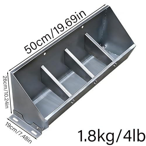 20in 40in 60in 80in Hog Feeder Livestock Feed Trough Automatic Pig Feeder Heavy Duty Stainless Steel, Separated Fence Feeder Trough, Multipurpose Livestock Trough for Pig Horse,Silver,50cm - size: 50cm