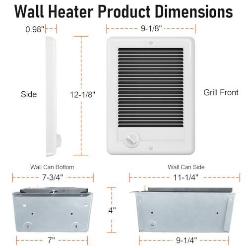 CSC152TW Electric Wall Heater Complete Unit With Thermostat, 5120 BTU, 240 Volt, 1500 Watt (Model: CSC152TW, Part: 67506) - size: 152