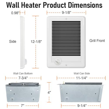 CSC152TW Electric Wall Heater Complete Unit With Thermostat, 5120 BTU, 240 Volt, 1500 Watt (Model: CSC152TW, Part: 67506) - size: 152