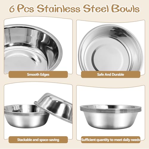 kathson 6 PCS Small Stainless Steel Dog Bowls, Replacement Metal Puppy Food Water Bowl Set Suit for Indoor Outdoor, Pet Feeding Dish for Small Animals Kitten, Dishwasher Safe (4.3 in) - size: 4.3 in dia.