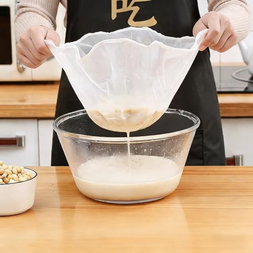 2Pcs 100 Mesh Soy Milk Filter Bag Nut Milk Bag Tea Coffee Oil Yogurt Filter Net Mesh Kitchen Reusable (2Pcs Large) - color: 2Pcs Large