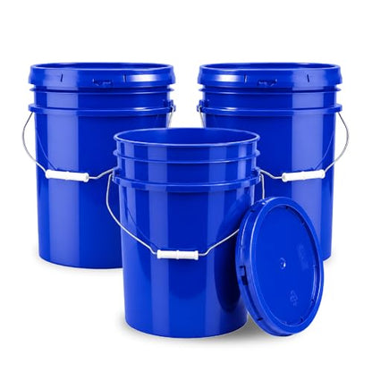 ePackageSupply 5 Gallon Bucket - Food Grade Bucket with Airtight Gasketed Tear Strip Lid, BPA-Free, Heavy-Duty 90 Mil HDPE Plastic Pail, Bulk Storage, Durable Container, Made in USA - Blue, 3 Packs | Airtight Gasketed Tear Strip Lid, Heavy-Duty 90 Mil HDP