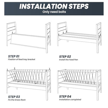 Goat Hay Feeders 77 Gallon, 2 in 1 Design Livestock Feeder Trough with 2 Trays, Heavy-Duty Galvanized Metal, Livestock Shelter for Cow Horse Deer Goat Hay Feeders, Easy to Assemble, Sliver