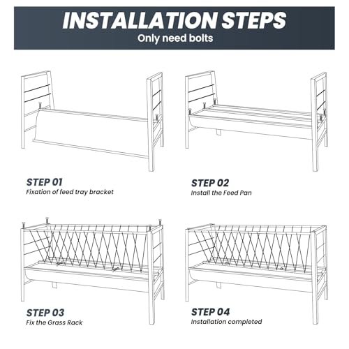 Dual-Function 92 Gallon Goat Hay Feeder with Sturdy Steel Build, Durable Hay Feeder for Goats & Livestock Shelter with 2 Trays, Feed Trough Hard to Over-Top in Farms Outdoors Long-Term Use