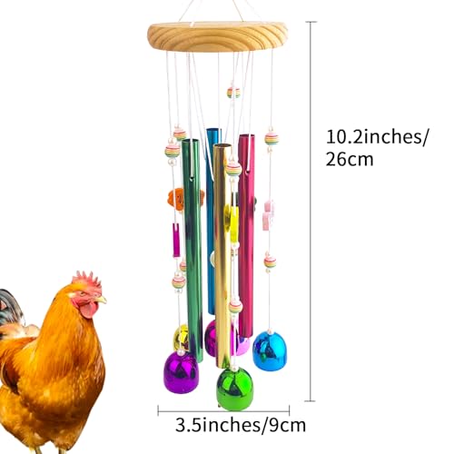 Chicken Toys for Coop, Colorful Chicken Wind Chime Enrichment Toys, Hanging Chick Peck Toy with Bells, Coop Accessories Toy for Hens Chicks Poultry