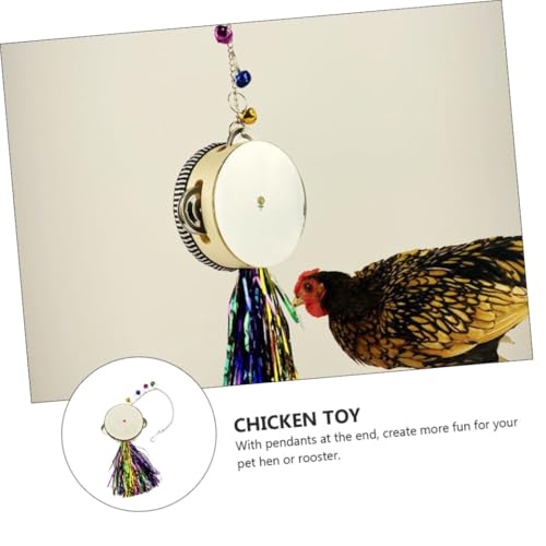 Chicken Drum Mirror Double Sided Stainless Steel Plaything for Hens Roosters Engaging Chick Enrichment Accessory for Poultry Exercise Mental Stimulation