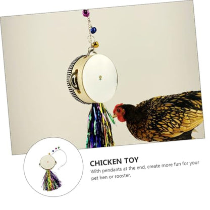 Chicken Drum Mirror Double Sided Stainless Steel Plaything for Hens Roosters Engaging Chick Enrichment Accessory for Poultry Exercise Mental Stimulation