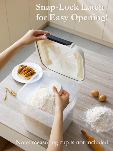 LivLab Mker Rice Dispenser - 50LBS Airtight food storage container with lids,cereal flour storage container with wheels, flour bin rice organizer (25KG)